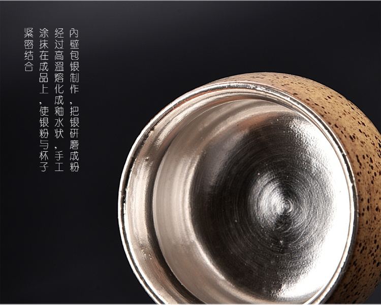 Ancient sheng up manually coppering. As silver 999 sterling silver master cup single cup sample tea cup of jingdezhen ceramic silver cup silver cup