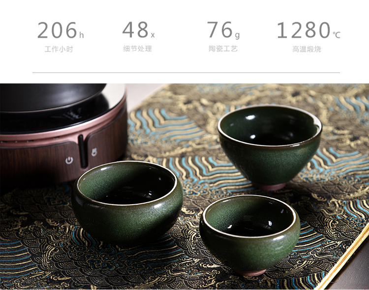 Ancient sheng bank up up built lamp cup firewood light green tea with open expressions using a piece of glaze beam light ceramic cup master cup single CPU