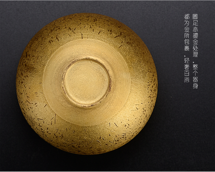 Ancient gold cup sheng up with 24 k gold particles sample tea cup single cup tea tea service manual ceramic bowl masters cup