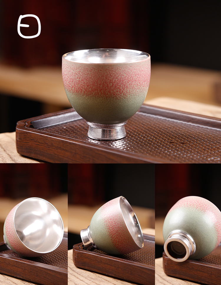 Ancient sheng up 999 sterling silver master cup single cup cup ceramic tea cup, kung fu stars to use manual coppering. As silver cup