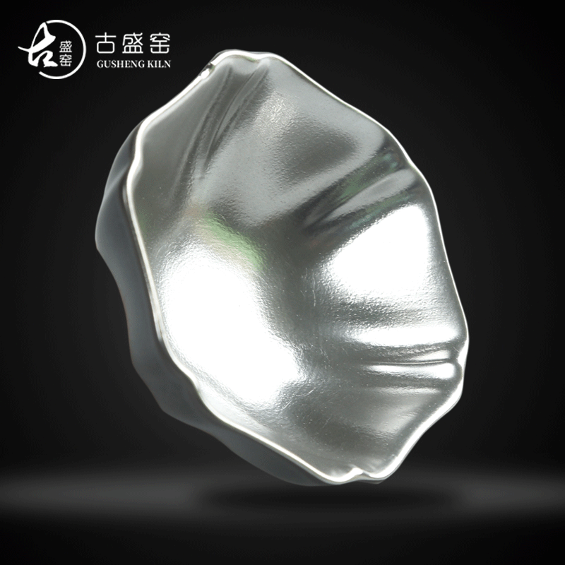 Ancient sheng tasted silver gilding ceramic up new petals Mongolia black silver bowl to build one sample tea cup cup single CPU kung fu master