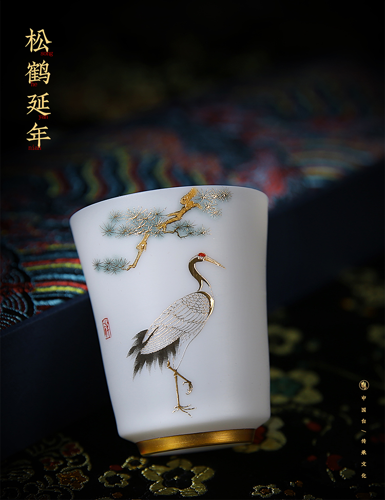 The ancient sheng up suet jade ceramic masters cup single cup pure manual hand - made suet jade kung fu tea cups white porcelain sample tea cup