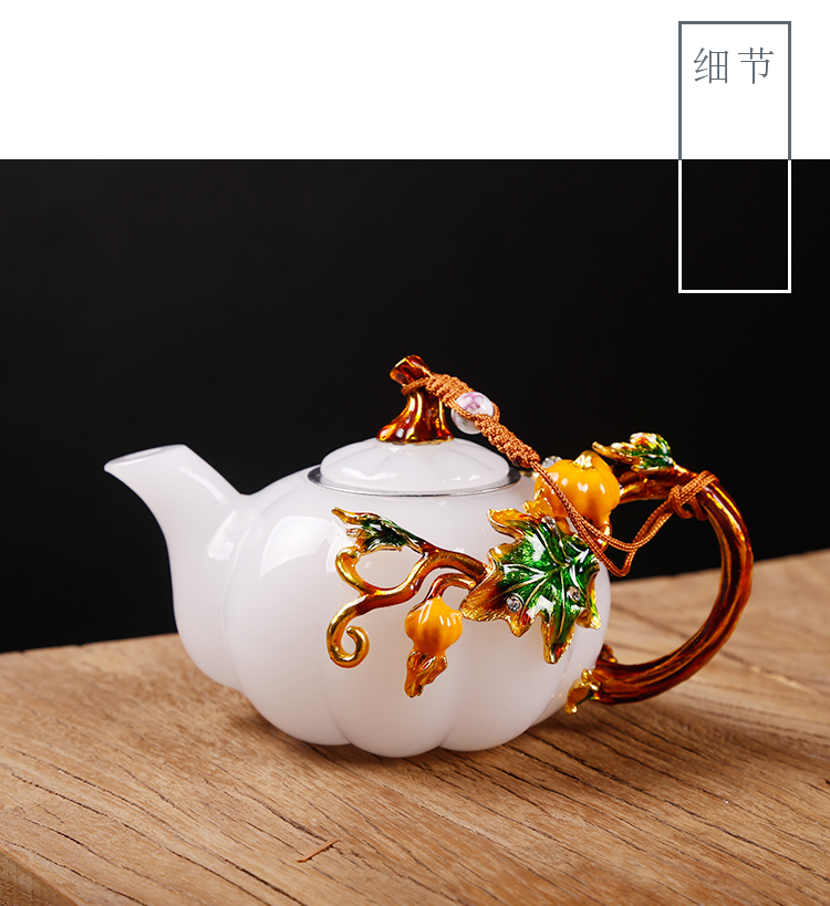 The ancient jade porcelain stone pot sheng up porcelain household enamel teapot Pyrex glass tea set single pot pot