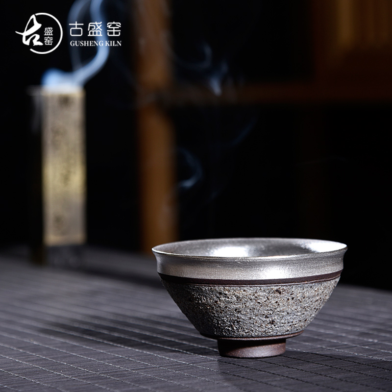 The ancient sheng up new silver cup silver cup pure manual iron tire household enamel - lined coppering. As silver cup silver to The master