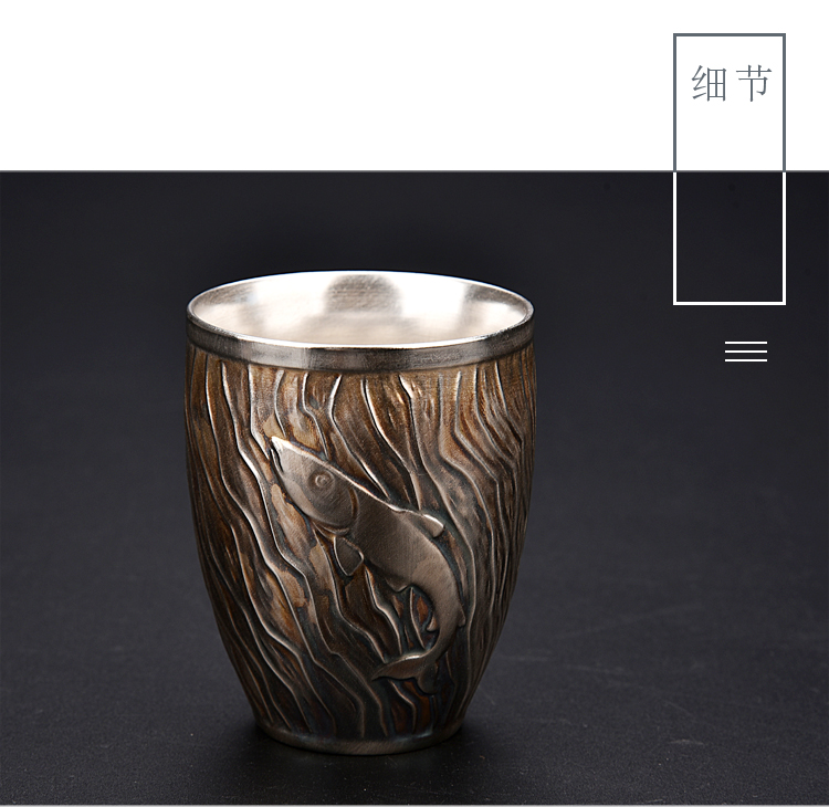 Ancient sheng up ceramic cups home tasted silver gilding kung fu master cup relief creative leap make tea cup with the cup
