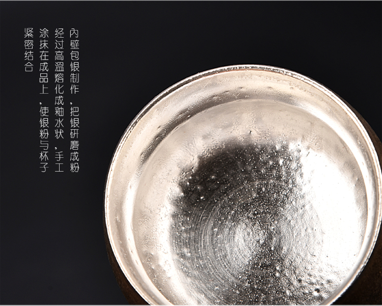 Ancient sheng up manually coppering. As silver 999 sterling silver master cup single cup sample tea cup of jingdezhen ceramic silver cup silver cup