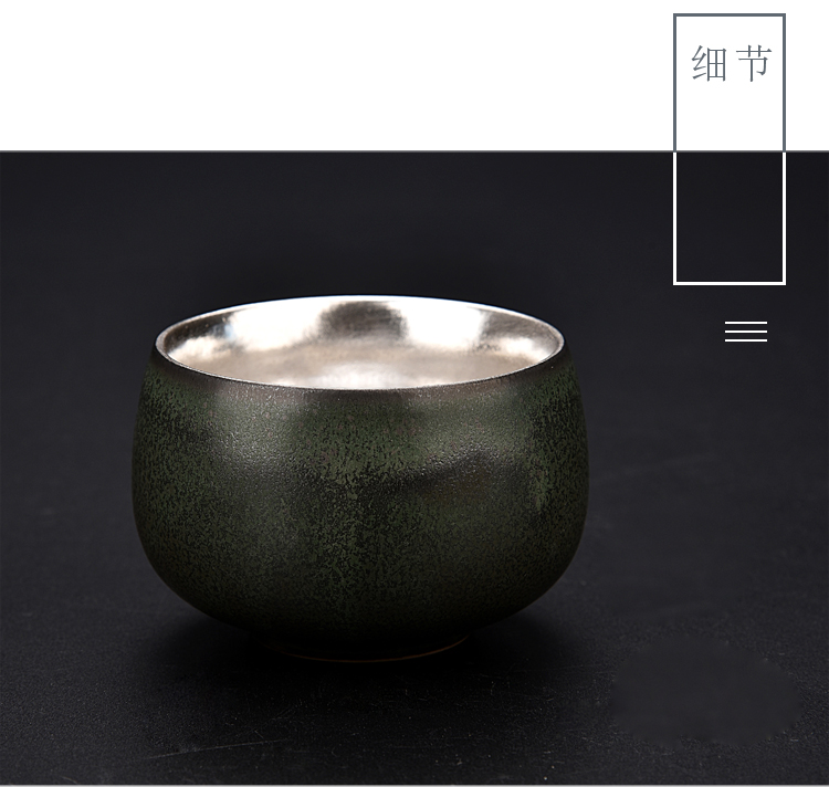 Ancient sheng up manually coppering. As silver 999 sterling silver master cup single cup sample tea cup of jingdezhen ceramic silver cup silver cup