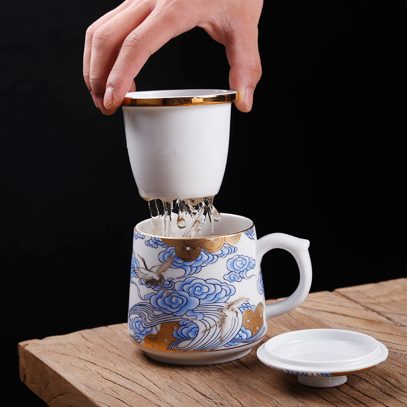 The ancient sheng up enamel porcelain craft glass ceramic gifts home suet jade office cup personal cup with cover cups