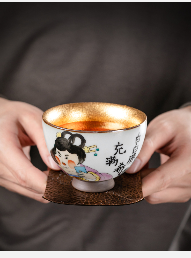 Town of your up kung fu tea colored enamel characters hand - made ceramic cups sample tea cup master cup single cup golden cup