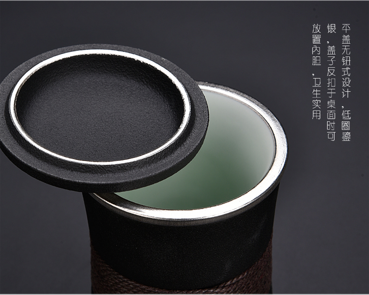 Tasted silver gilding ancient sheng up ceramic cups simple office tea cup silver cup mark cup with cover filter glass cup