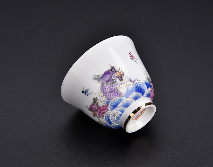 New elegant ancient sheng up with jingdezhen ceramic hand - made colored enamel small bowl sample tea cup master cup single CPU