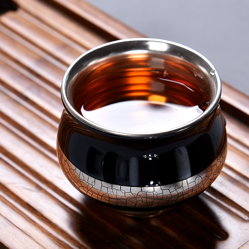 The ancient new gift boxes ore mo yu sheng up glaze ceramic tasted silver gilding agate glaze large sample tea cup personal single CPU