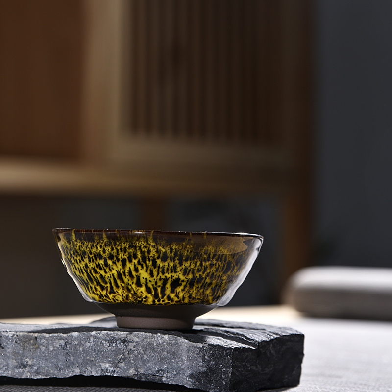 Ancient shing new up up built of large ceramic sample tea cup kung fu master cup single tea cup temmoku bowl