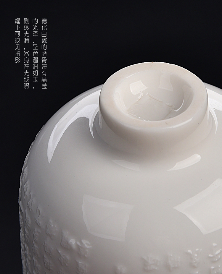 The ancient new dehua white porcelain manual kung fu sheng up with silver lotus heart sutra meditation master cup tea cup gift