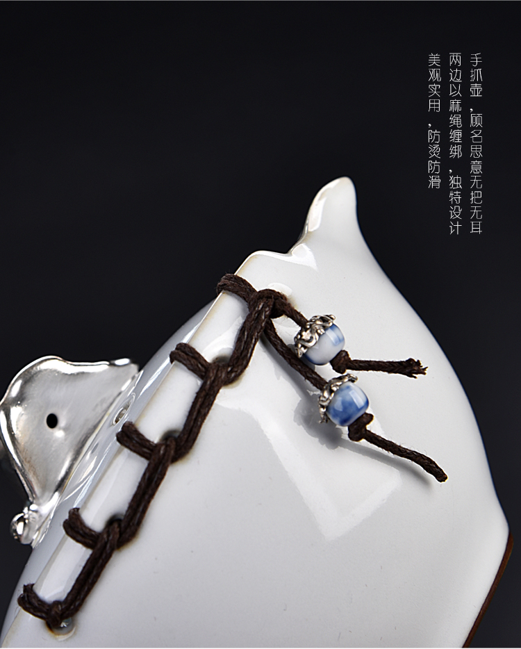 Ancient sheng up 2 new ceramic tasted silver gilding crack cup a pot of 2 cup coarse pottery leaves catch a pot of travel hand in hand