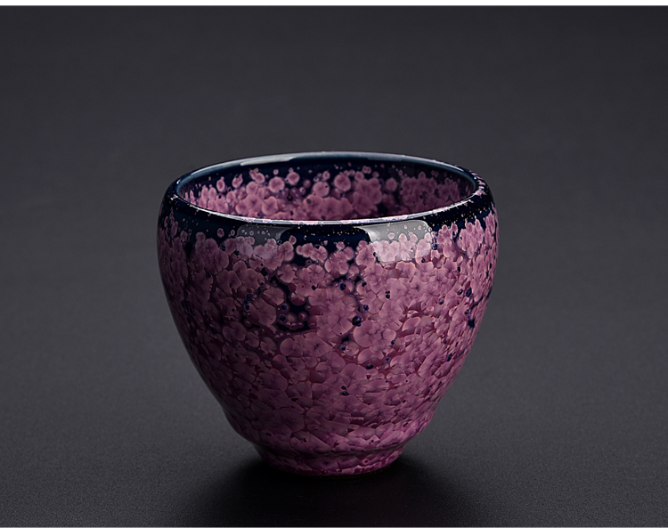 The ancient sheng up new egg cup and then built red glaze, ceramic colorful obsidian variable oil droplets master cup bowl