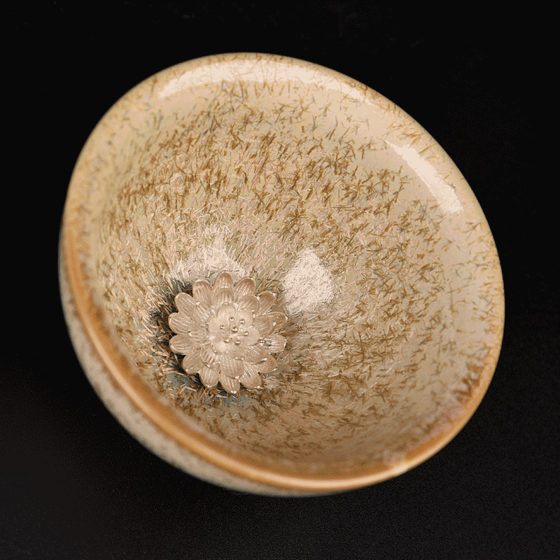Ancient sheng up with the new four seasons built one master single CPU whitebait tea sample tea cup, ceramic temmoku cup silver cup