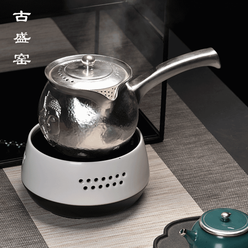 Ancient sheng up new sterling silver beadle zen Buddhism ceramic boiling pot teapot heat - resistant TaoLu tasted silver gilding craft pot of electricity