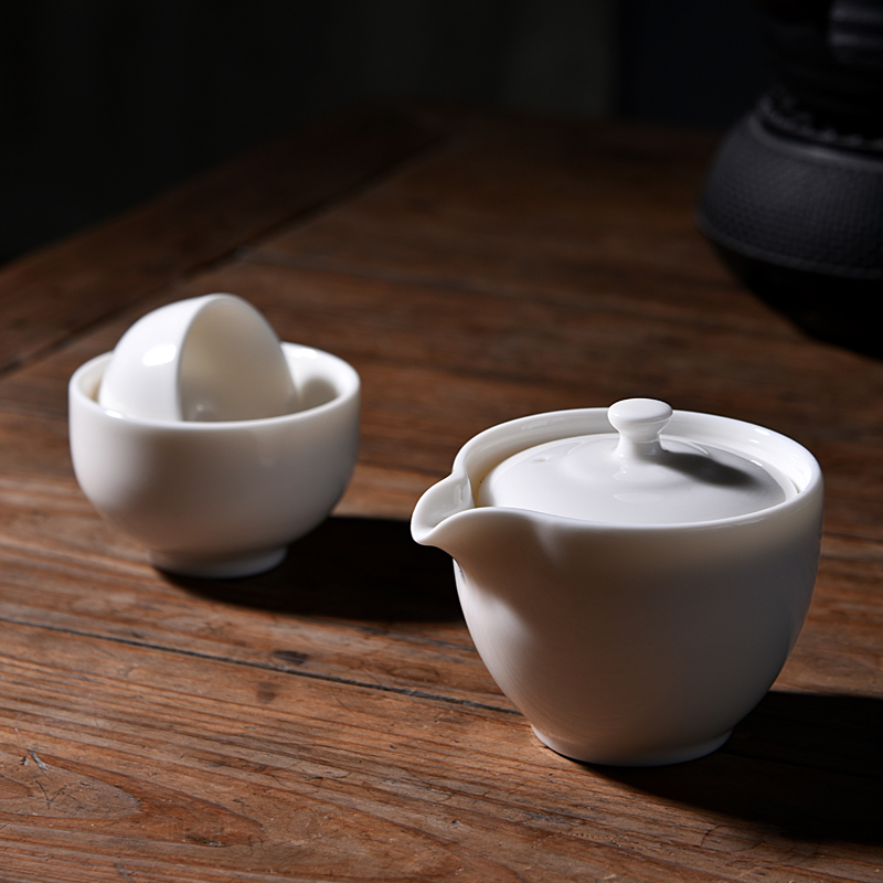 Ancient sheng up new packaging cup of white porcelain crack a pot of two cups of portable travel kung fu tea set suit elegant cups