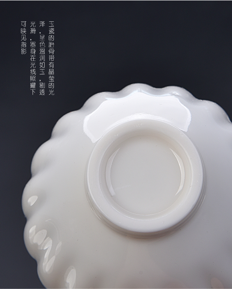 The ancient sheng up new suit small household sample tea cup suet white jade white porcelain kung fu master jade ceramic cup single CPU