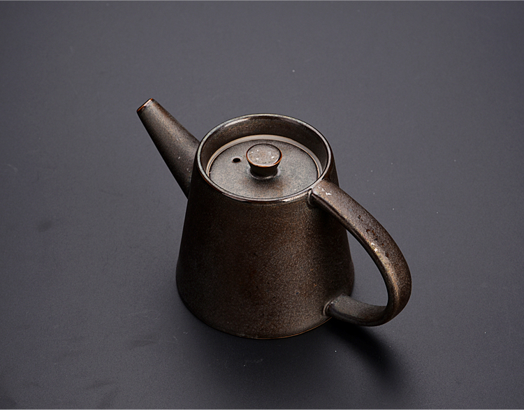 A pot of ancient sheng up new squama temmoku ceramics four cups of inlay silver variable work travel tea set