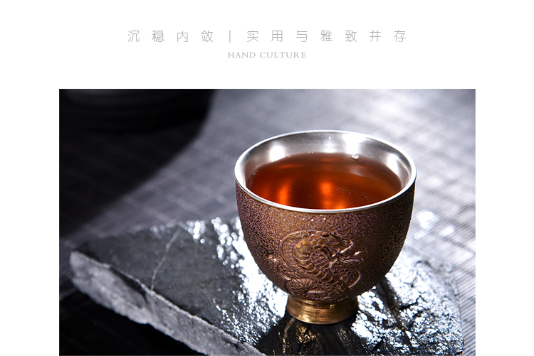 Sheng up with 24 k gold ceramic cup coppering. As Chinese zodiac silver Japanese gold and silver tea masters cup individual single fullness