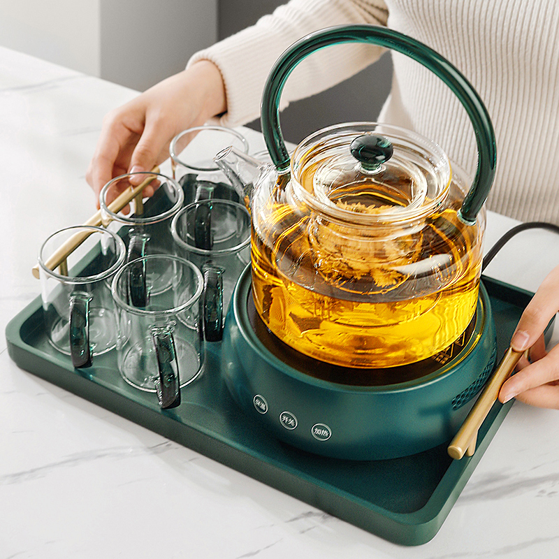 Light luxury glass fruit teapot tea cup set electric heating tea cooker flower teapot Fruit Tea Tea Tea Tea Tea Tea Flower tea set