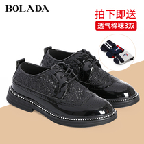  Boys  leather shoes suit performance clothes leather shoes new black lace-up shoes British style childrens dresses with mens and womens childrens shoes