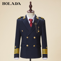  bolada boys suit suit Childrens dress Navy captain middle and large childrens small suit catwalk piano performance suit