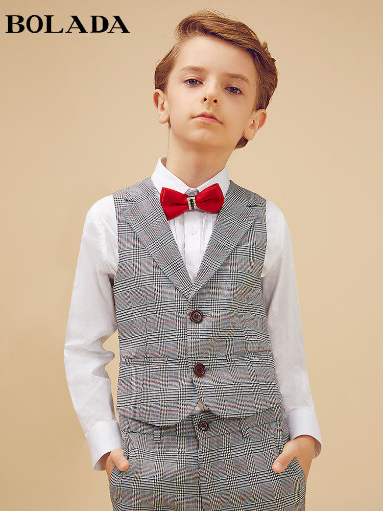 Children's dress boy suit vest suit small host piano performance costume flower girl big boy autumn England