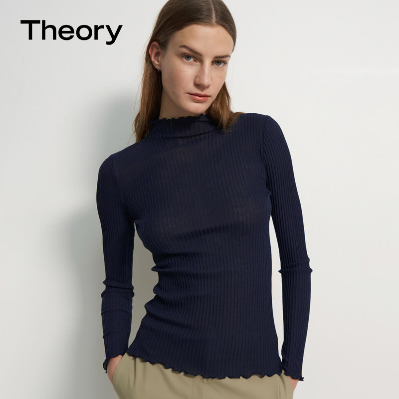 Theory 2022 spring summer new products women's clothing cotton blend undulating lace-knitted sweatshirt M0124514