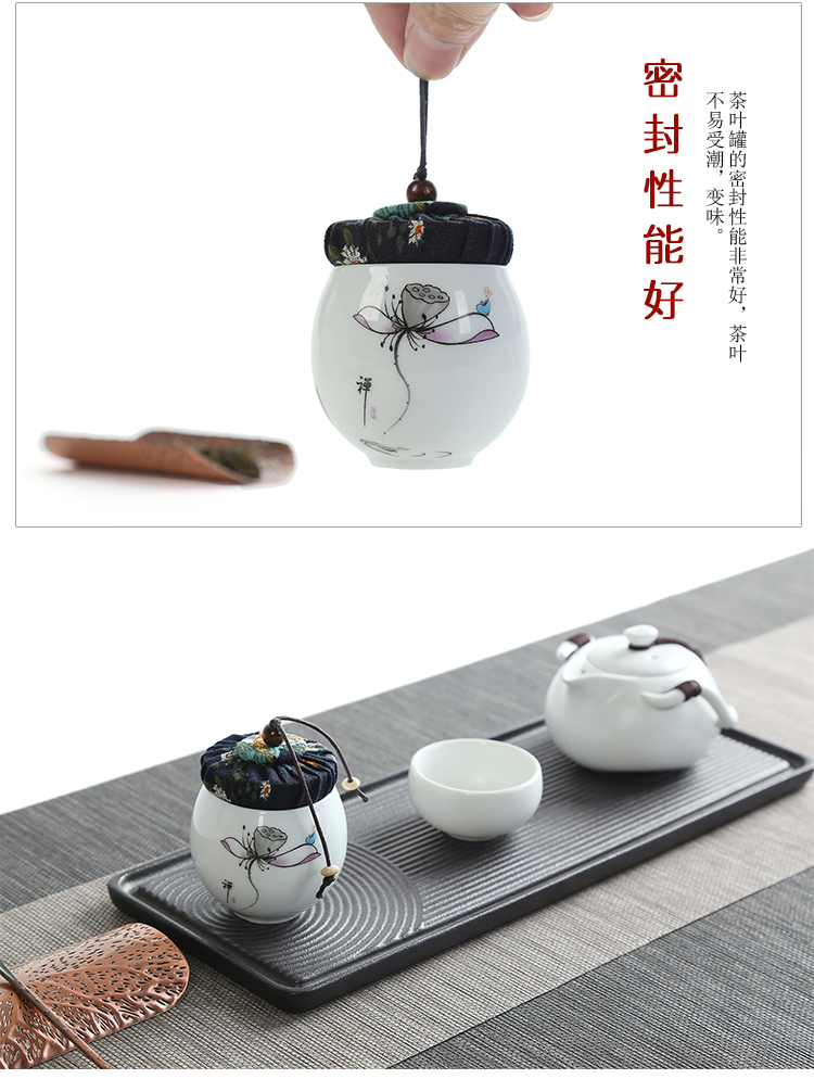 Caddy fixings household coarse some ceramic porcelain POTS trumpet pu 'er travel tea Caddy fixings portable mini storage sealed as cans