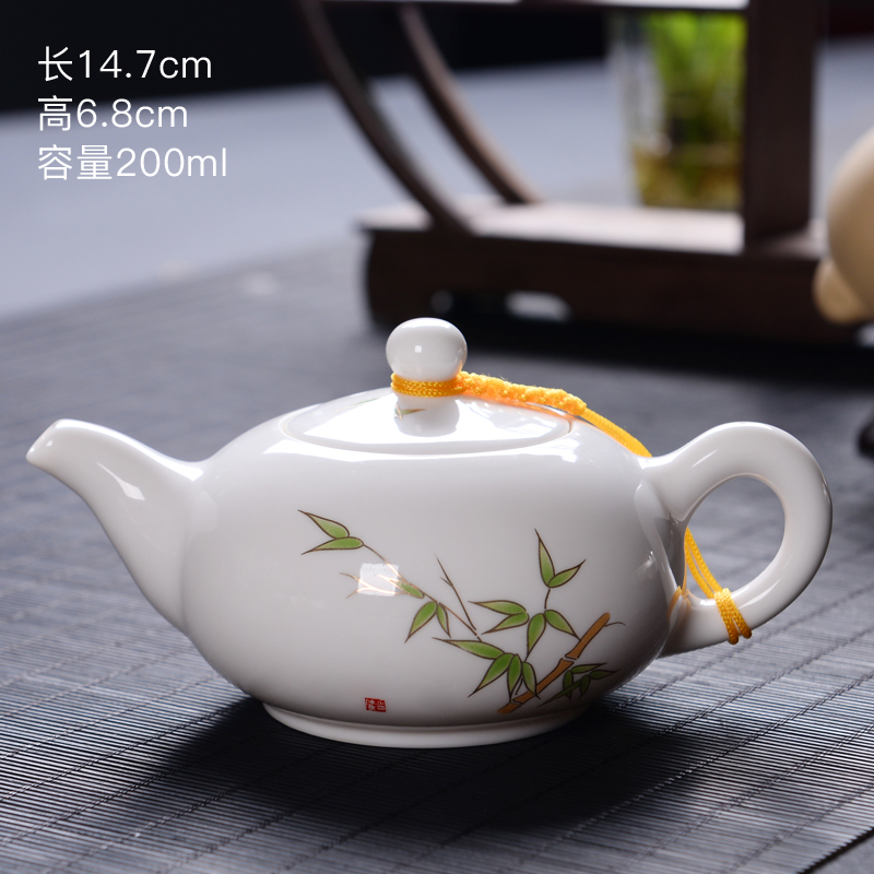 Small white porcelain beauty jade pot of manual dehua porcelain ceramic kung fu tea set the single tea pot lid to use household filter side