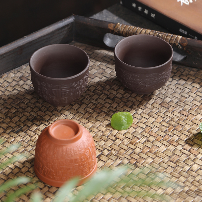 Little brother your up up kungfu tea ceramic cups, teapots home a single master sample tea cup purple sand cup blue and white porcelain