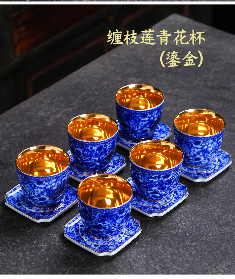 Blue and white porcelain teacup manual paint ceramic kung fu tea set sample tea cup dehua white porcelain masters cup single small tea cups