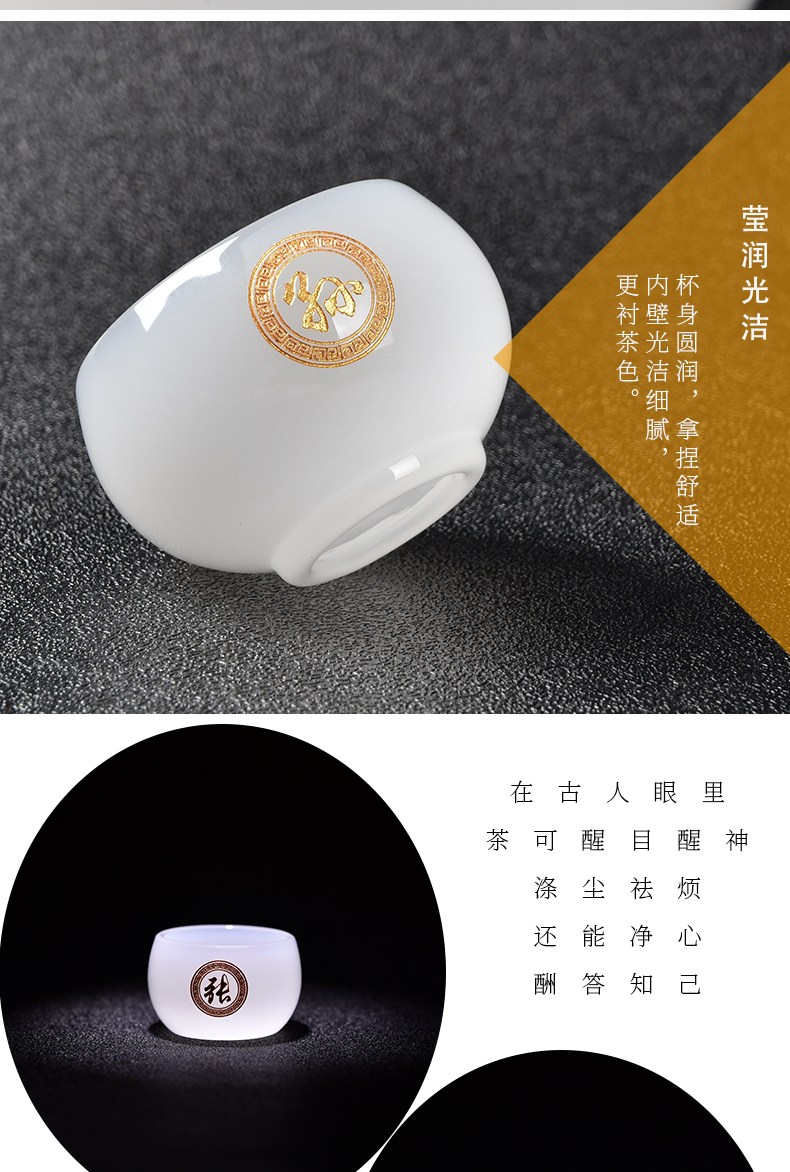 The Custom name lettering white jade porcelain teacup large sample tea cup coloured glaze master cup single CPU kung fu tea set small bowl