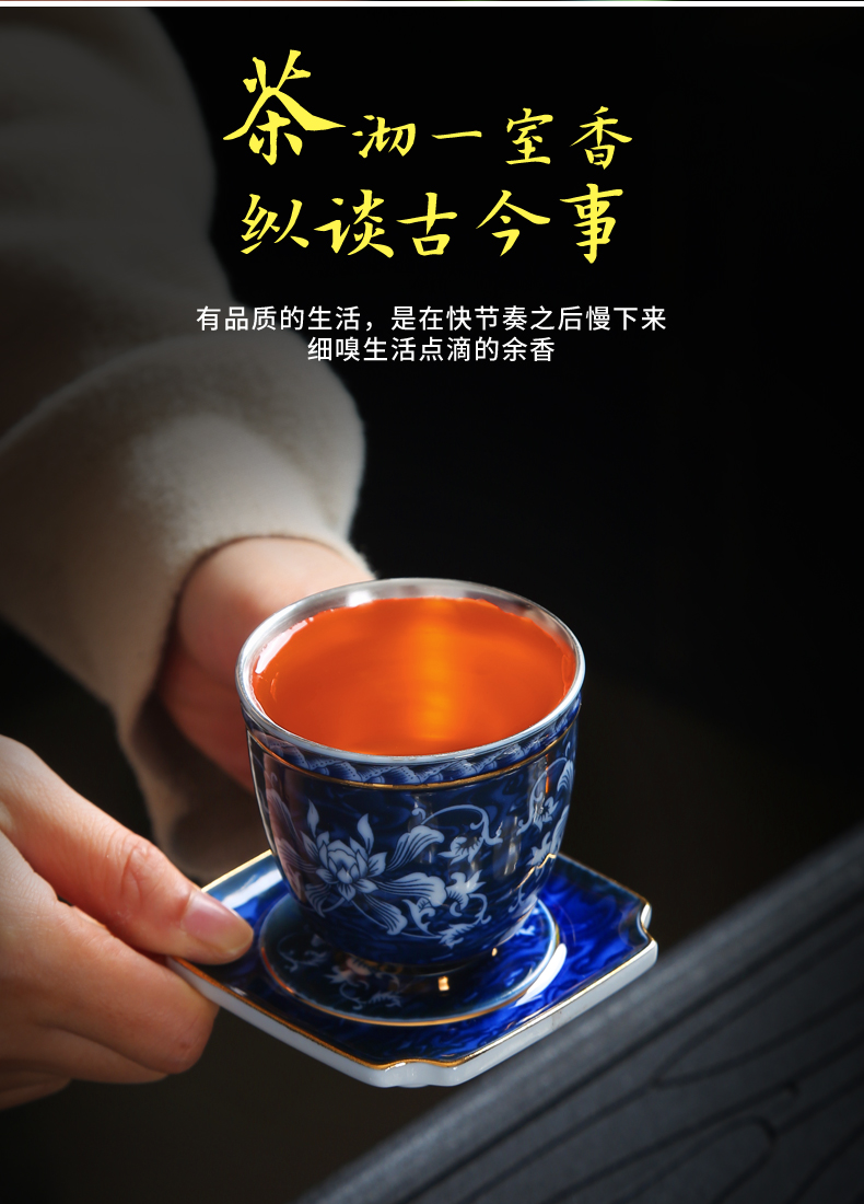 Blue and white porcelain teacup manual paint ceramic kung fu tea set sample tea cup dehua white porcelain masters cup single small tea cups