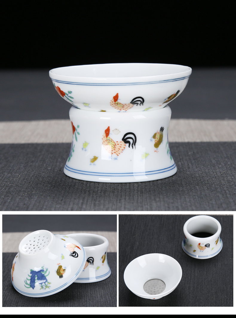 Kung fu tea set porcelain of a complete set of blue and white porcelain cup chicken cylinder white porcelain tureen teapot teacup tea wash tea tray was set combination