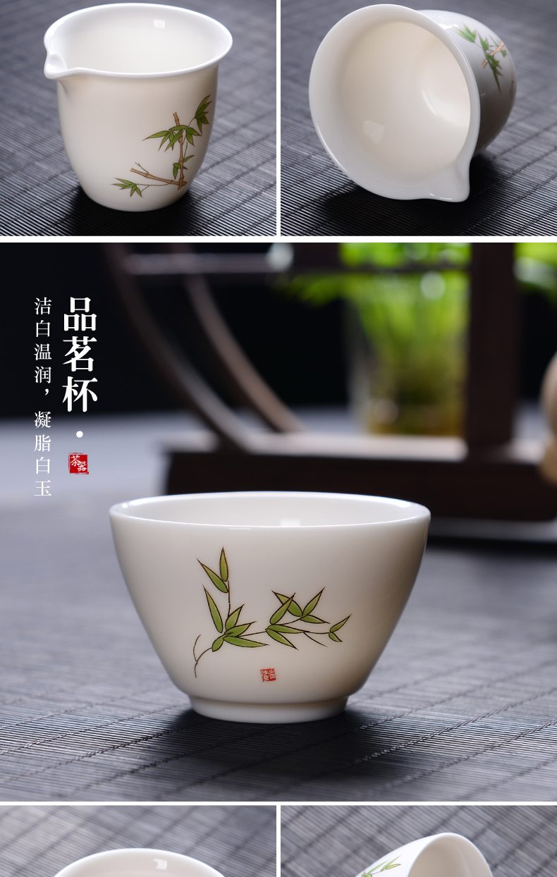 Contracted household of blue and white porcelain tea set suit suet jade white porcelain craft see colour porcelain of a complete set of kung fu tea cups