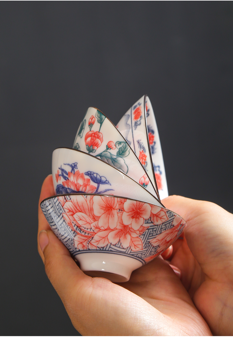 Tasted silver gilding ceramic cups Japanese blue and white porcelain hat cup suit kung fu master cup restoring ancient ways is a single tea light sample tea cup