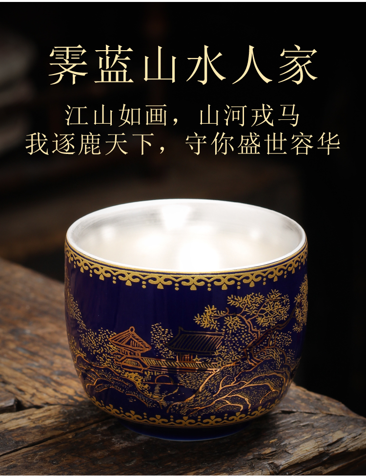 Manual coppering. As silver sterling silver round expressions using ceramic tea cup oil - lamp can build silvering Japanese kunfu tea cup sample tea cup single CPU