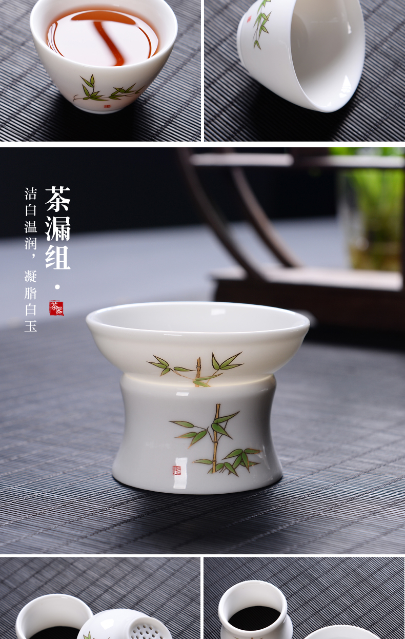 Small white porcelain beauty jade pot of manual dehua porcelain ceramic kung fu tea set the single tea pot lid to use household filter side