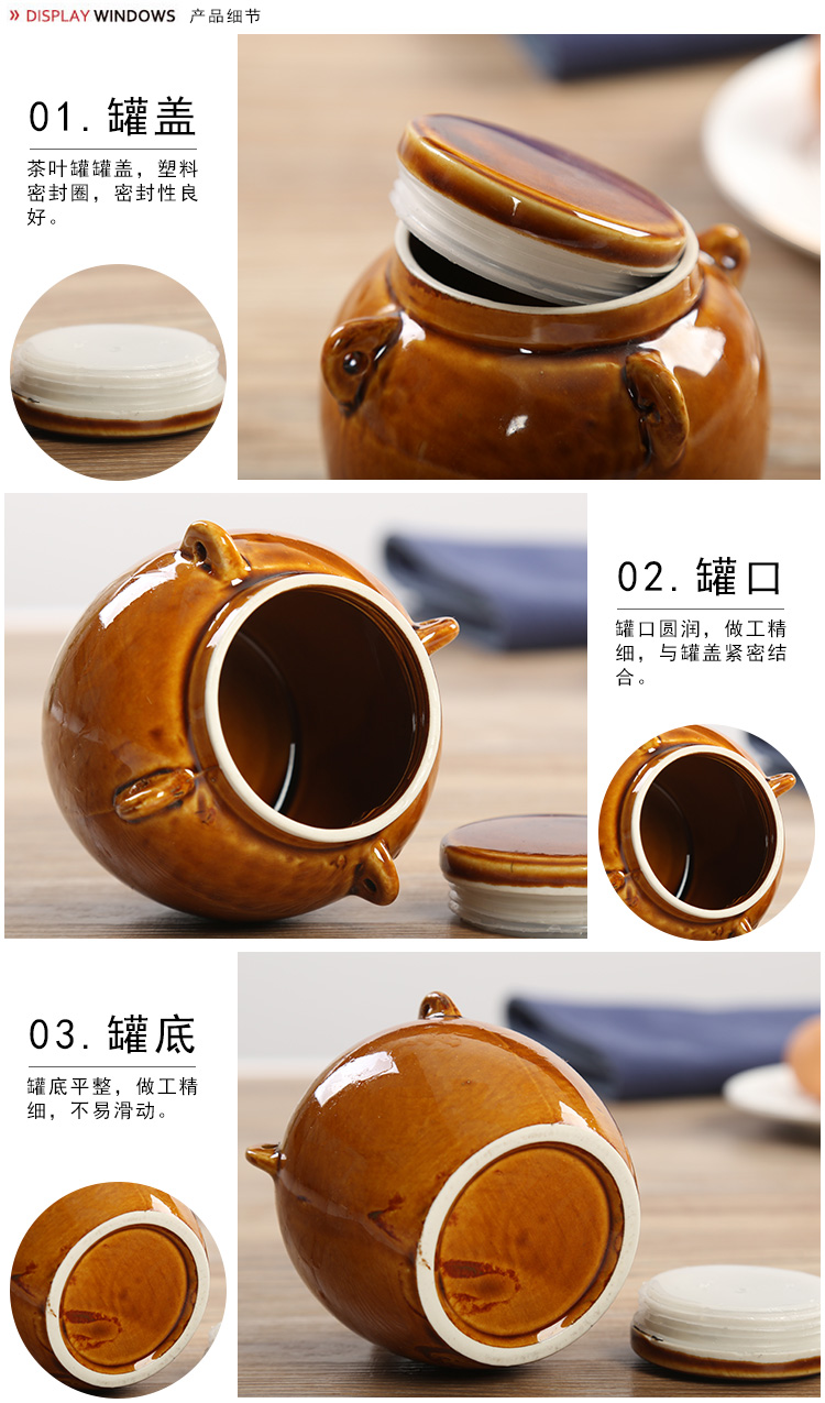 Restore ancient ways the tea pot sealing ceramic honey pot dry pickles upper pot dry grain storage tank