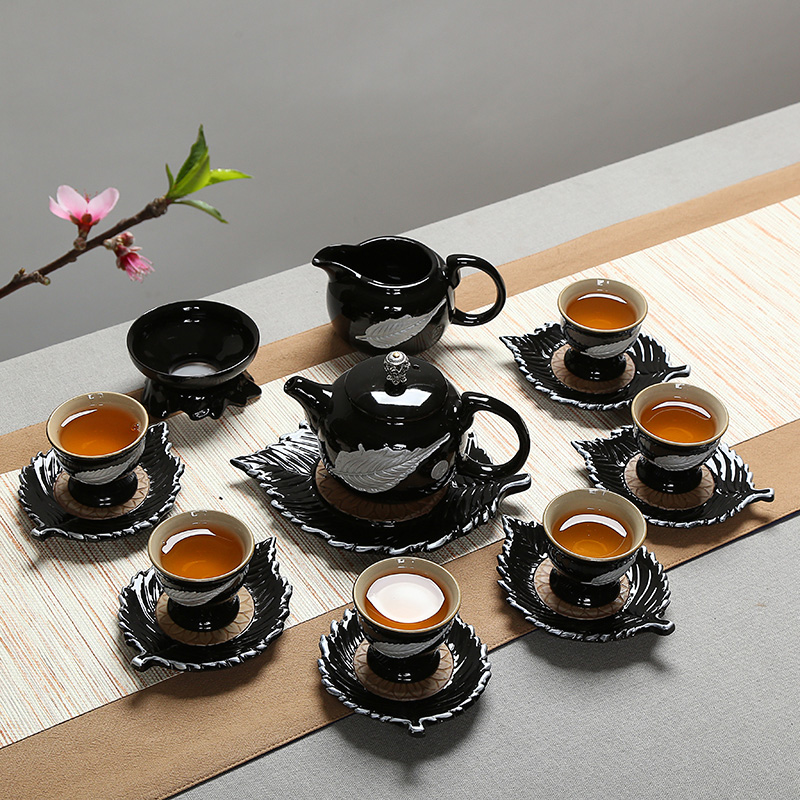 Black glaze household your up kung fu tea set ceramic dry tea cups dish suits for Japanese contracted small tea sets tea sea