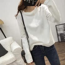 2021 spring soft skin-friendly cotton polished round neck base shirt female spring dress Joker long sleeve white T-shirt