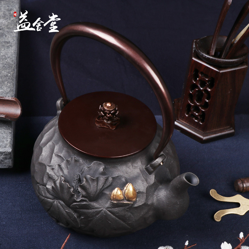 Yieshetang Handmade Japan Southern Cast Iron Old Pot Hibiscus gold tea tea pot without coating tea set health iron pot