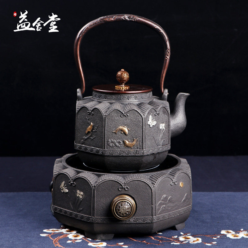 Beneficial House Iron Black Crystal Furnace Iron Pot Old Raw Cast Iron Pot Fork Mat Hand Imitation Japan Southern Boiling Kettle Cook Tea