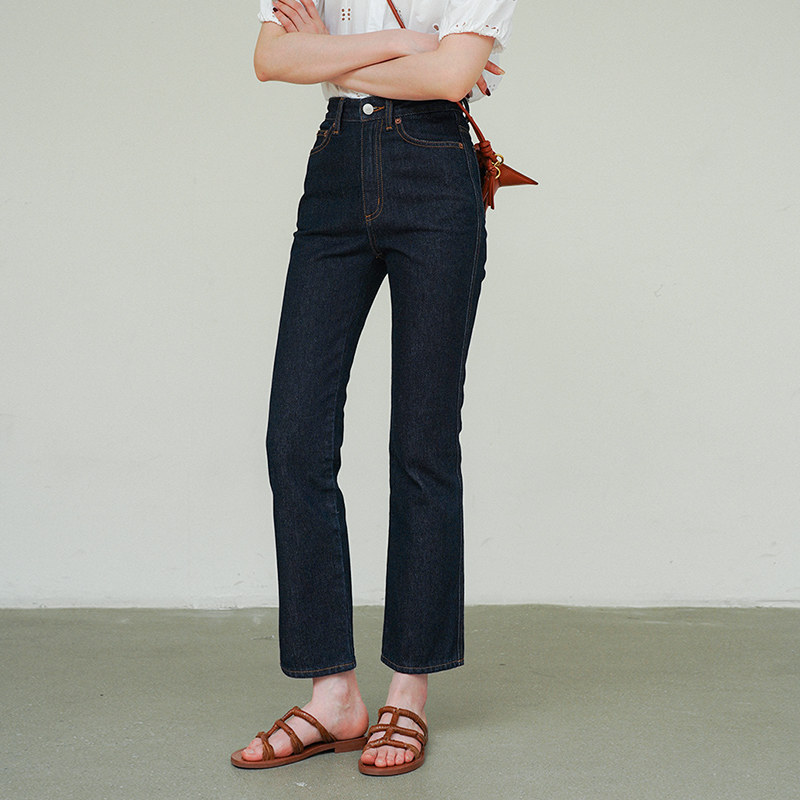 D D 2022 New Pint Micro Horn Method Elegant Straight Drum Jeans Women Design Sensation Little Pants Type Multicolor