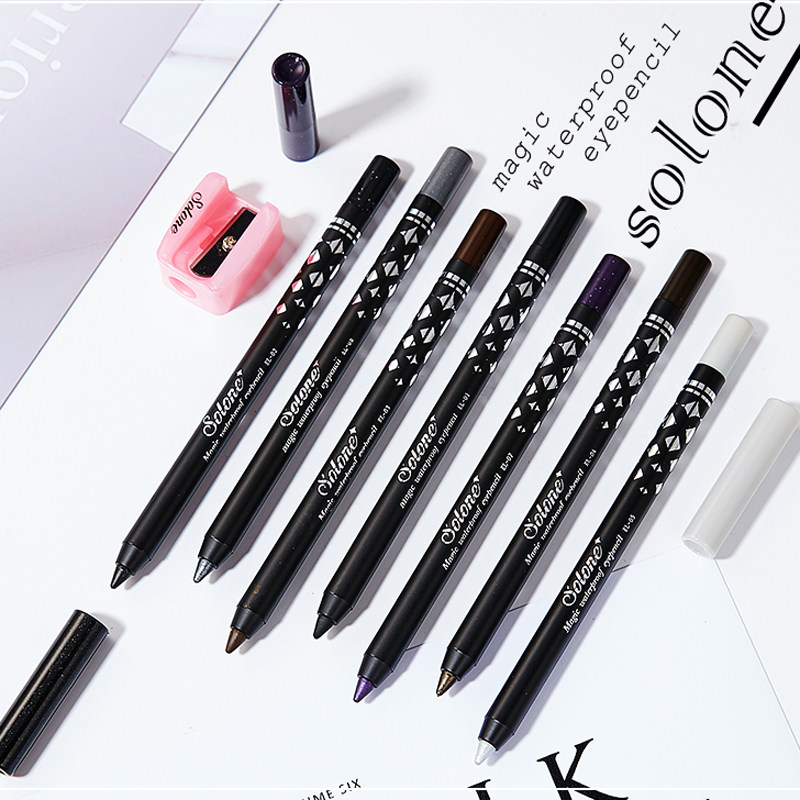 Solone waterproof eyeliner glue pen Eyeliner pen Long-lasting non-smudging non-fading Black coffee gold and silver diamond flash