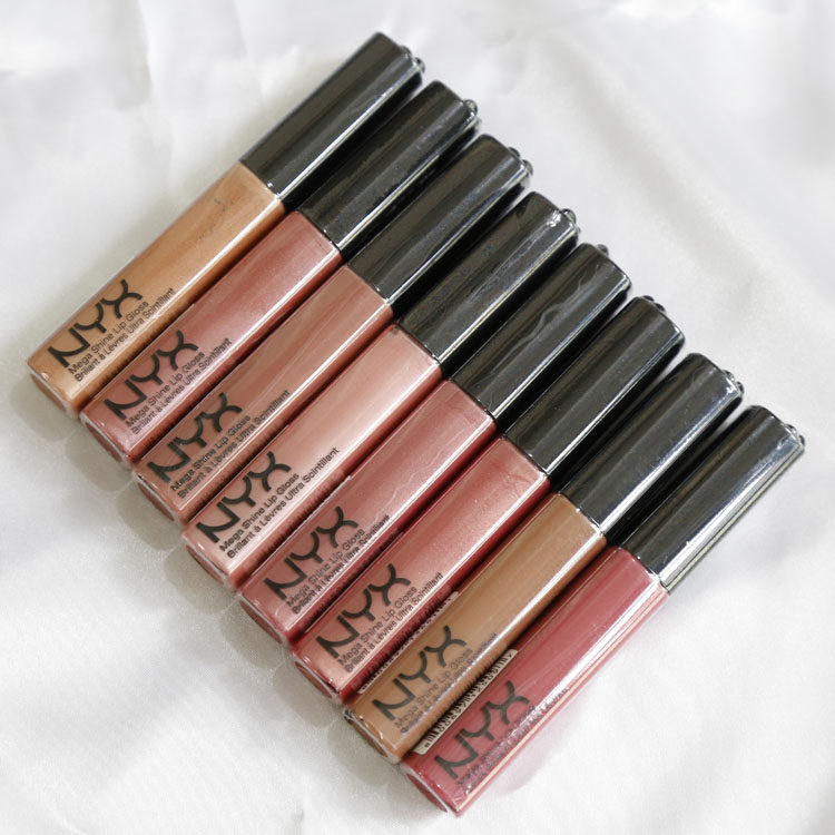 NYX MEGA SHINE Shiny Lip Gloss Square Tube Lip Gloss Brightening Pearly Luster Nude Pink USA